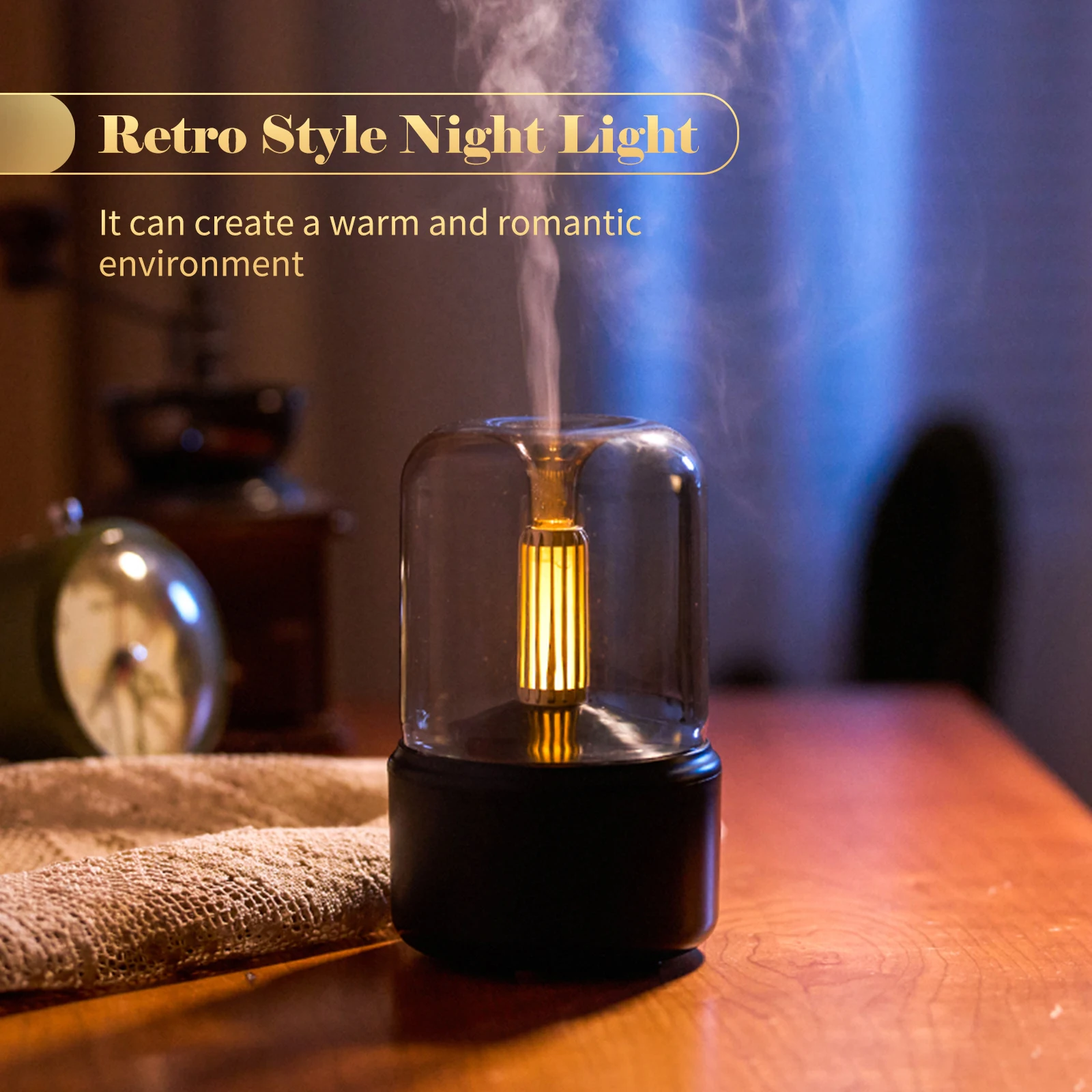 kf-S0c834a7523cc474aa86ac502efc7fd31R Essential Oil Diffuser Candlelight Style Aroma Diffuser 120mL Mist Humidifier Warm White Night Light Quiet Cool Mist Air Humidif - Image 1