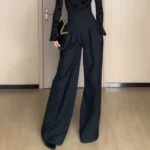 Office Ladies Ultra High Waist Wide Leg Pants Straight Drooping Spring Summer All-Match Long Suit Pants Casual Mopping Trousers