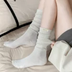 New Pile Socks Autumn Winter Loose Long Socks Hosiery Mid-tube Socks Solid Color Fashion Cute Japanese Korean Style Stockings - Image 4