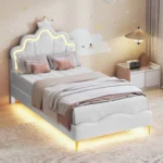 Anajqaqia 90×200 cm Children's bed. Upholstered Bed with Lath frame and Headboard, Various types of bed frames, Without Mattress - Image 2