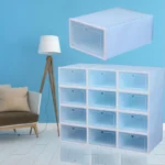20-Pack Stackable Plastic Shoe Storage Boxes Space-Saving Foldable Containers for Shoes and Small Items Durable Blue Design