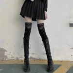 Women Lolita Lace Thigh High Stockings Floral Knit Slouchy Over Knee Socks High Elastic Daily Hosiery - Image 6
