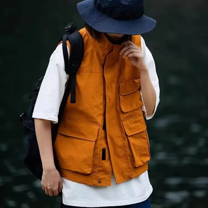 kf-S1c5ed1df89044723b189cbddf02ee082E Unisex Outwear Vest 2026 New Japanese Vintage Outdoor Cargo Vest Men Women Multi Pockets Breathable Hiking Outwear Waistcoat - Image 1