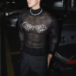 INCERUN Men T Shirt Printing Mesh See Through Turtleneck Long Sleeve Male Tee Tops Streetwear 2026 Fashion Sexy Camisetas S-3XL
