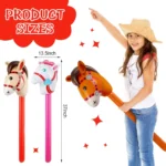Inflatable Stick Horse Pony Head Toy for Kids Cowboy Party Favors Birthday Gift Outdoor Play Toys