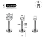 5//50Pcs ASTM F136 Titanium 18G/16G Internal Teeth Labret Stud CZ Cartilage Earring Helix Tragus Nose Stud Piercing Body Jewelry - Image 6