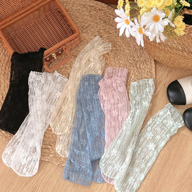 kf-S2f653ad325274bff8245409a4a285cbfn Women's Harajuku Kawaii Ladies Breathable Transparent Floral Lace Socks Sweet Mesh Fishnet Socks Soft Funny Socks Hosiery - Image 1