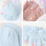 5 Pairs Mesh Floral Print Socks Crystal Glass Vintage Thin Socks Women's Stockings Hosiery Crystal Glass Short Thin Socks - Image 6