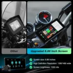 Portable 6.86 inch Motorcycle DVR GPS Navigation IPS Screen Wireless Carplay/Android Auto Bluetooth Moto Monitor IPX7 Waterproof - Image 6