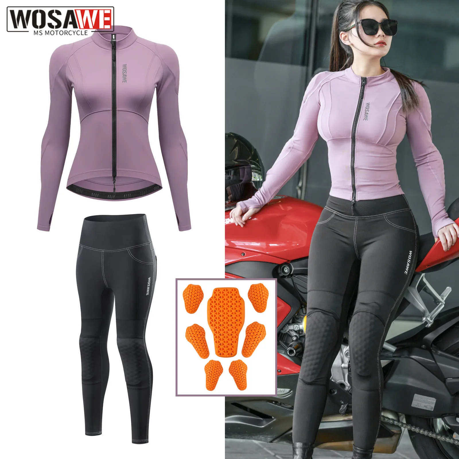 kf-S3819cfa287a449bfaec750dc88aeb6f7P WOSAWE Women Motorcycle Soft Armor Full Body Summer Motorbike Protective Jacket Motocross Racing Pants CE Approved - Image 1
