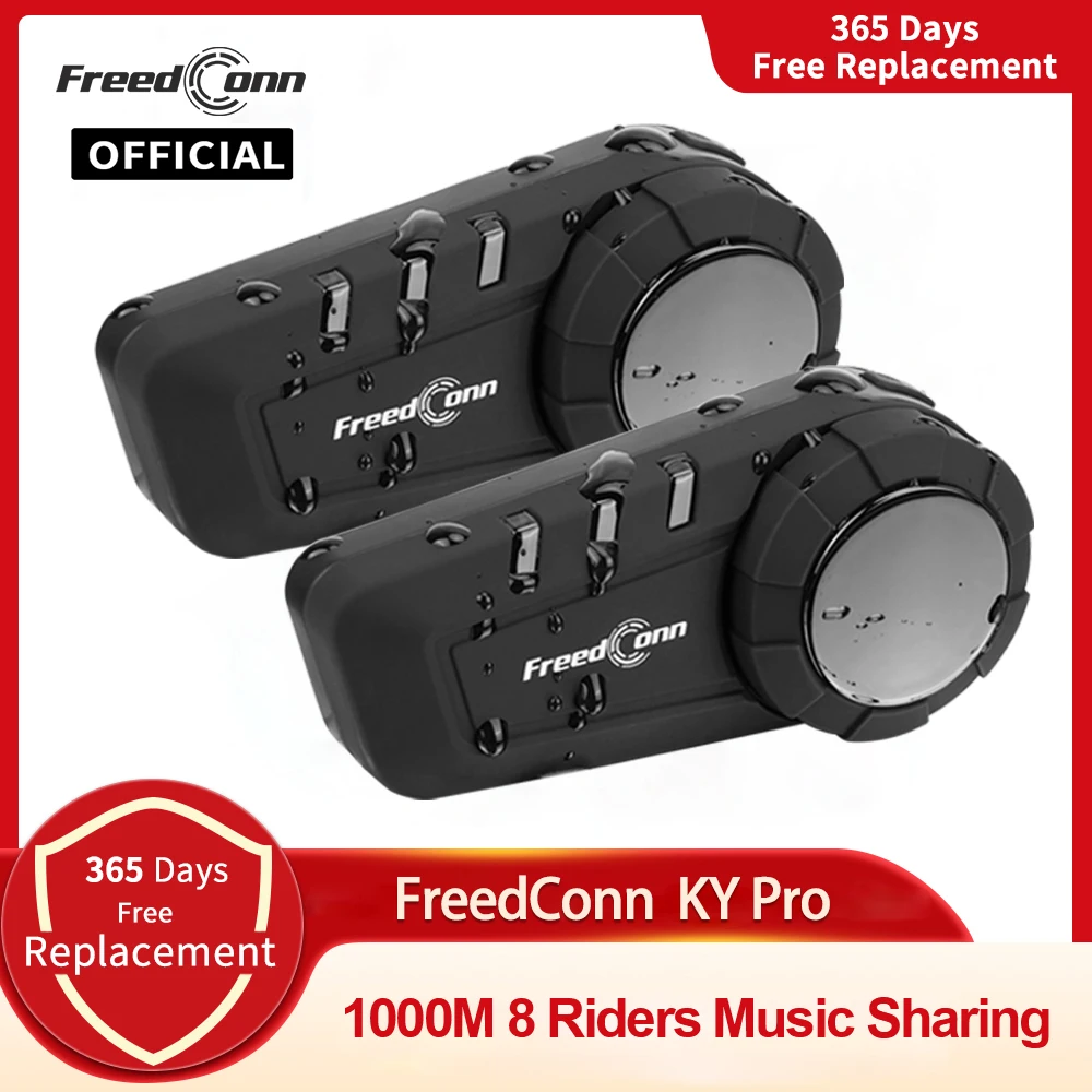 kf-S3ca8d048e94c47d1aa660a5a1136d627u Freedconn KY Pro Motorcycle Intercom Bluetooth helmet Headset Motorbike 6 Riders 1000M Moto Group Waterproof Interphone - Image 1