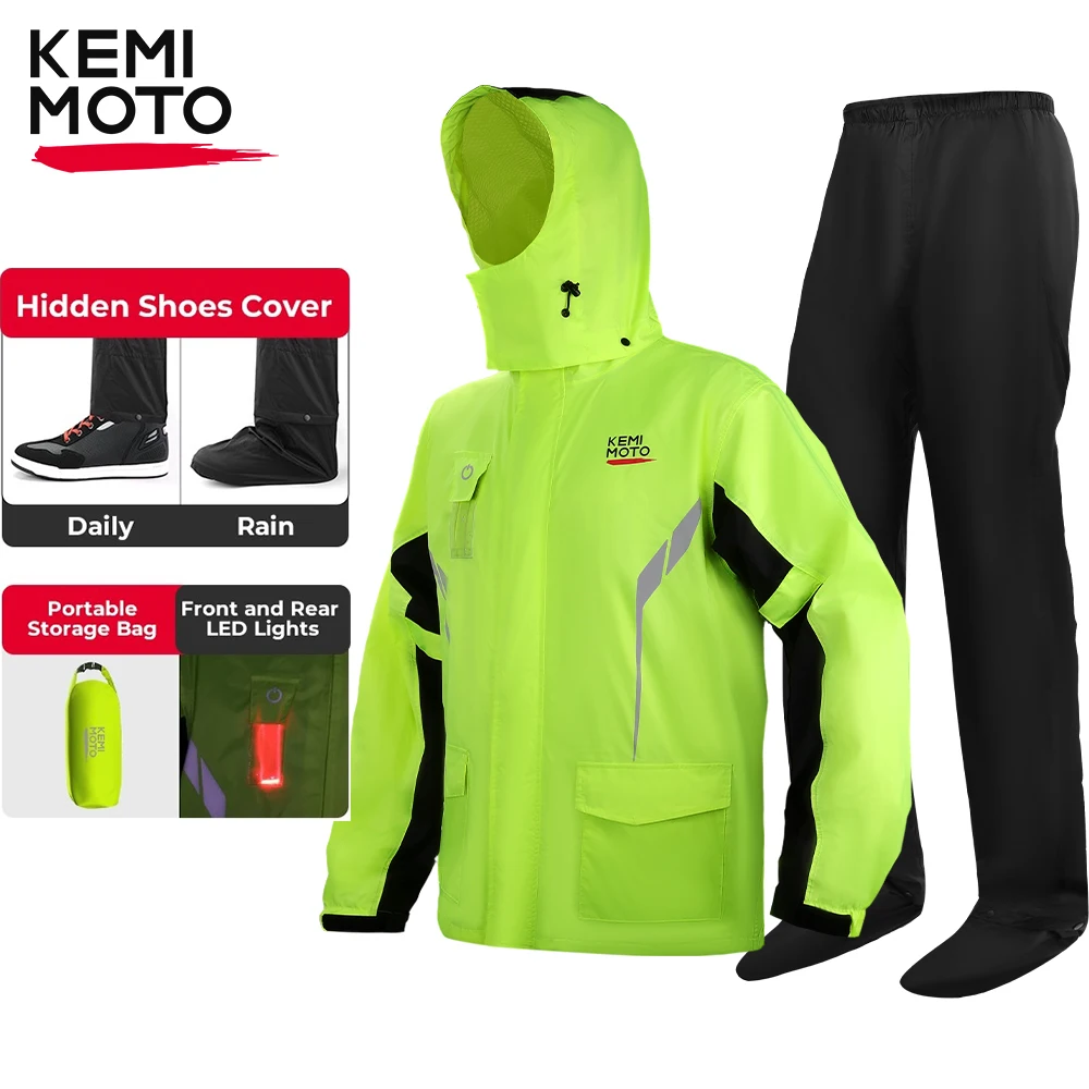 kf-S3e1b7831782f4e99975f57a970d6afc4b KEMIMOTO Raincoat Suit Split Waterproof Jacket Pant Breathable Reflective Impermeable for Motorcycle Motobike Riding Gear - Image 1