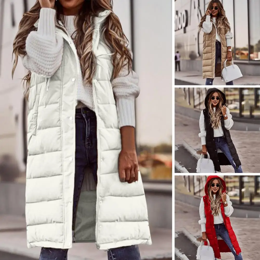 kf-S40945d3239fc4f2ba6d46c7b326a43476 Long with Hood Outdoor Vest Down Women's Jacket Quilted Coat Sleeveless Jacket Winter Light Weight Sweaters - Image 1
