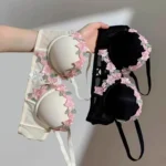 YUQI Japanese Kawaii Bralette Set for Small Bust, Summer Wireless Lingerie Ultra-Thin Pure & Sensual Snug Fit Bra No Steel Rings