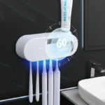 UV Toothbrush Sanitizer Holder with Toothpaste Dispenser for 5 Brushes Rechargeable Wall Mounted UV-C Sterilizer for Bathroom - Image 3