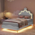 Anajqaqia 90×200 cm Children's bed. Upholstered Bed with Lath frame and Headboard, Various types of bed frames, Without Mattress - Image 3