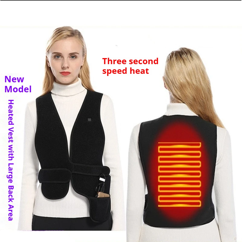 kf-S48cb33d33bf34ba7b3a4f5936d6271ea3 2025 New V-Neck Graphene Heated Vest Unisex One Size Fits All Motorcycle Riding Streetwear Warmth Clothing Electric Heat Jacket - Image 1