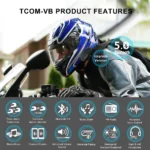 Freedconn Helmet Bluetooth Headset Group Motorcycle Intercom Headphones FM Music Share Intercomunicador up to 6 Riders T Com VB - Image 2