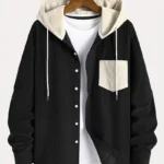 The 2025 new fashion trend spring and autumn corduroy hooded jacket is comfortable and casual for daily commuting for men