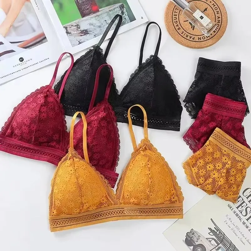 kf-S4d2a85ffe89143839d2560f16bf3f0a5K Women's Lace Bra Sets Seamless Underwear Backless Vest Sexy Padded Bralette Lingerie Ultrathin Bra & Brief Sets Female Intimates - Image 1