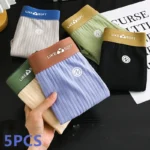 5 Pcs Men's Striped Funny Boxer Shorts Underwear Sexy Underpants Man Male Homme U Convex Shorts Lingerie Boxershorts Panties