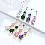 Big Zircon Dangle Navel Nombril Piercing Stainless Steel Belly Button Ring Titanium Internal Thread Barbell Sexy Body Jewelry - Image 2