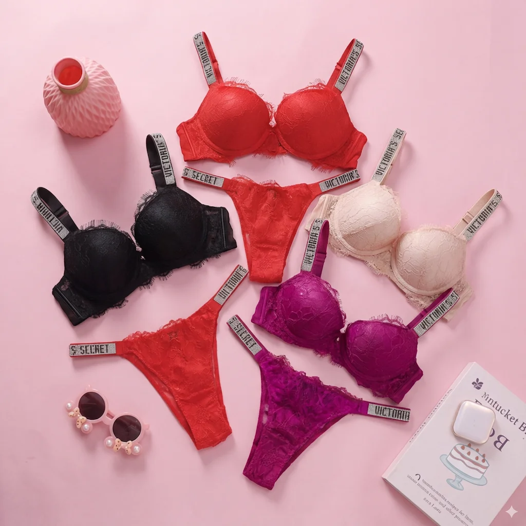 kf-S54218ca8cf6740799afa1e5745406766m Fashionable Sheer Patterned Set V Lingerie Set Women's Sexy Lingerie Lace Trim Bra and Panty Set Push Up Breathable - Image 1
