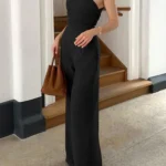 Summer New Women's Jumpsuits Streetwear Fashion Casual Slim Skew Collar Solid Rompers Elegant Female Sexy Sleeveless Jumpsuits