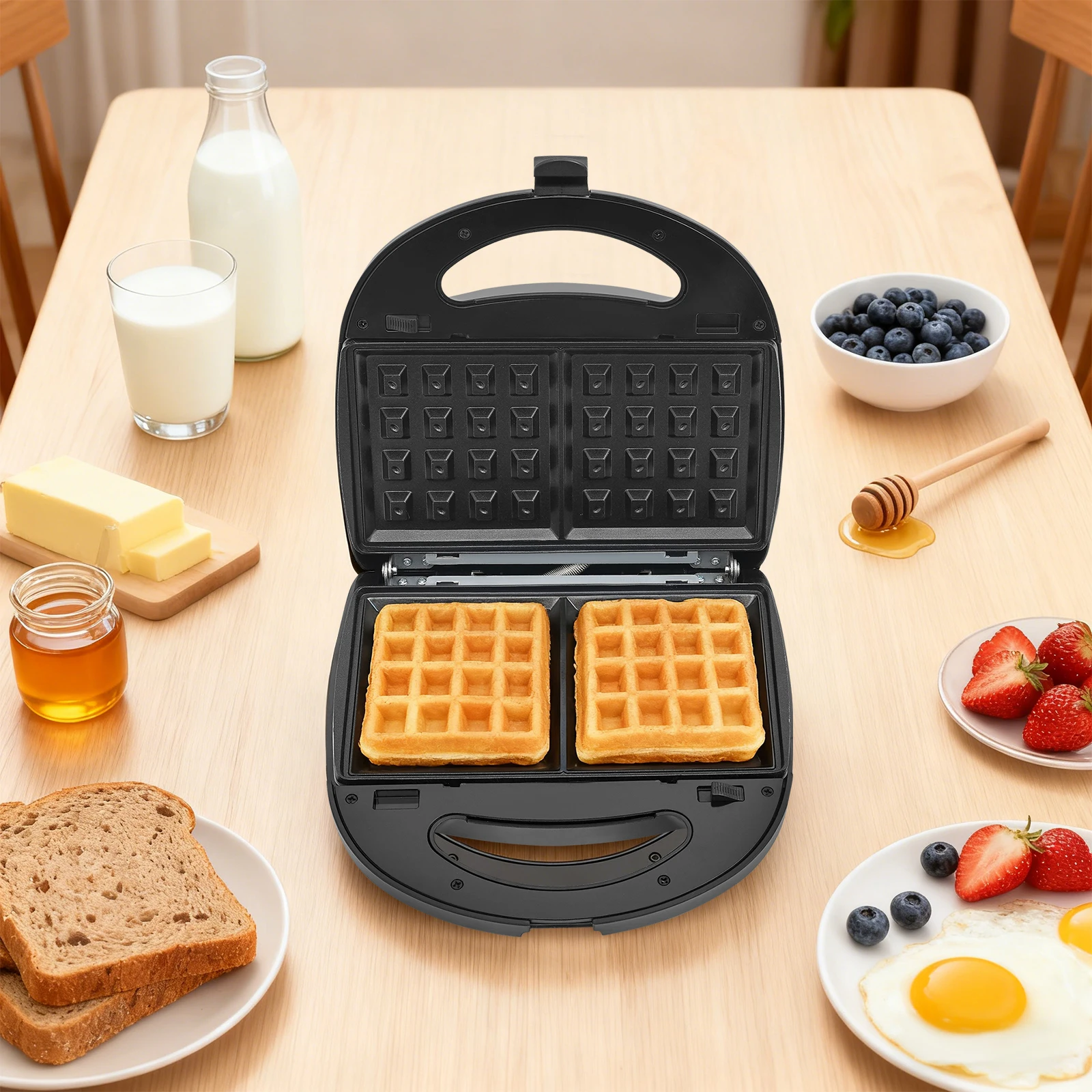 kf-S58376bf69055447d8bbeed9b35625414d 10 in 1 Multifunctional Sandwich Maker Breakfast Machine with 10 Interchangeable Molds for Sandwiches Waffles Donuts Grill - Image 1