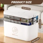 Medicine Storage Box,Portable 3 Layer Medicine Box First Aid Box With Lid & Handle, Multi-grid Medication Storage Box - Image 2