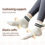 5 Pairs Yoga Socks for Women Running Winter Non Slip Pilates Socks Double Stripes Socks Grip Women Sport Gym Athletic Short Sock - Image 4