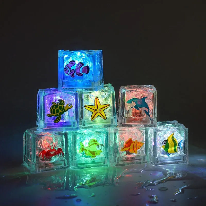 kf-S5d99d17856bd464f84a2587c2825209fV 1/3/5 PCS Baby Bath Bathtub LED Light Up Toys Colorful Waterproof Glowing Bath Toys Water Activated Light Up Bath Cubes - Image 1