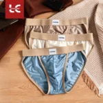 3pcs【LORIEN CREST】Luxury Men's Satin-like Ice Silk Briefs High Elastic Ultra Soft Breathable Antibacterial Comfortable Underwear