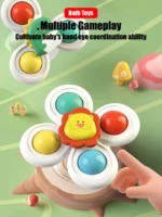 3Pcs/Set Suction Cup Spinning Cartoon Animal Spinner Toys Kids Window Baby High Chair Table Travel Bath Toy for Children Gift - Image 4