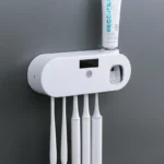 UV Toothbrush Sanitizer Holder with Toothpaste Dispenser for 5 Brushes Rechargeable Wall Mounted UV-C Sterilizer for Bathroom - Image 2