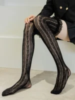 1 pair of new Lolita stockings lace stockings Lolita knee high JK girls thigh stockings Cos knee high stockings - Image 2