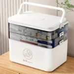 Medicine Storage Box,Portable 3 Layer Medicine Box First Aid Box With Lid & Handle, Multi-grid Medication Storage Box