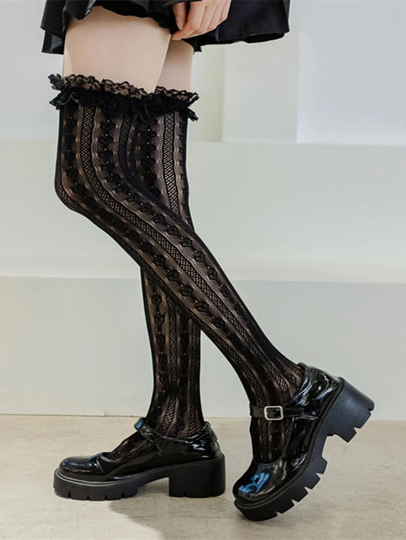 kf-S666c986abeb34a65a723a01e99cea03dE 1 pair of new Lolita stockings lace stockings Lolita knee high JK girls thigh stockings Cos knee high stockings - Image 1