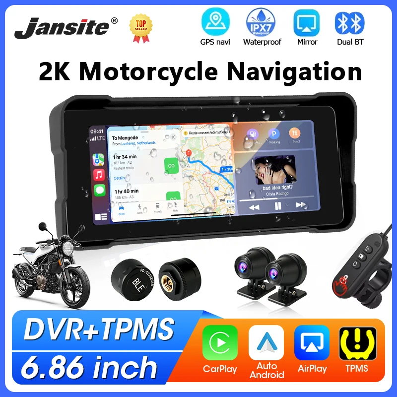 kf-S6888806936584882aeffe25836af4f217 Portable 6.86 inch Motorcycle DVR GPS Navigation IPS Screen Wireless Carplay/Android Auto Bluetooth Moto Monitor IPX7 Waterproof - Image 1