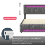 Anajqaqia 140×200/160×200 cm Upholstered Double Bed, Bed Frame with LED Light Strip and 4 Storage Drawers, Linen Fabric, Grey - Image 5