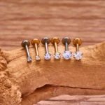 5//50Pcs ASTM F136 Titanium 18G/16G Internal Teeth Labret Stud CZ Cartilage Earring Helix Tragus Nose Stud Piercing Body Jewelry - Image 3