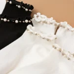 5 Pairs Cotton Short Socks For Women Spring and Autumn Fashion Pearl Breathable Casual Princess Dress Preppy Style Mid-tube Sock - Image 3