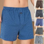 Plus Size Aro Pants Men's Pure Cotton Stripe Underwear Youth High Waist Loose Flat Corner Pants Breathable Casual Trousers M-3XL