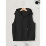 Hooded Vest for Women in Spring and Autumn Casual Trendy Style Loose and Versatile Slim Sleeveless Cardigan Zipper Sweatshirt