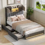 Anajqaqia 90×200 cm Children's bed. Upholstered Bed with Lath frame and Headboard, Various types of bed frames, Without Mattress - Image 5