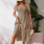 Casual Slim Printed Long Dresses For Women 2026 Fashion Summer Women's A-Line Midi Dress Elegant Vintage Female Dresses - Image 2