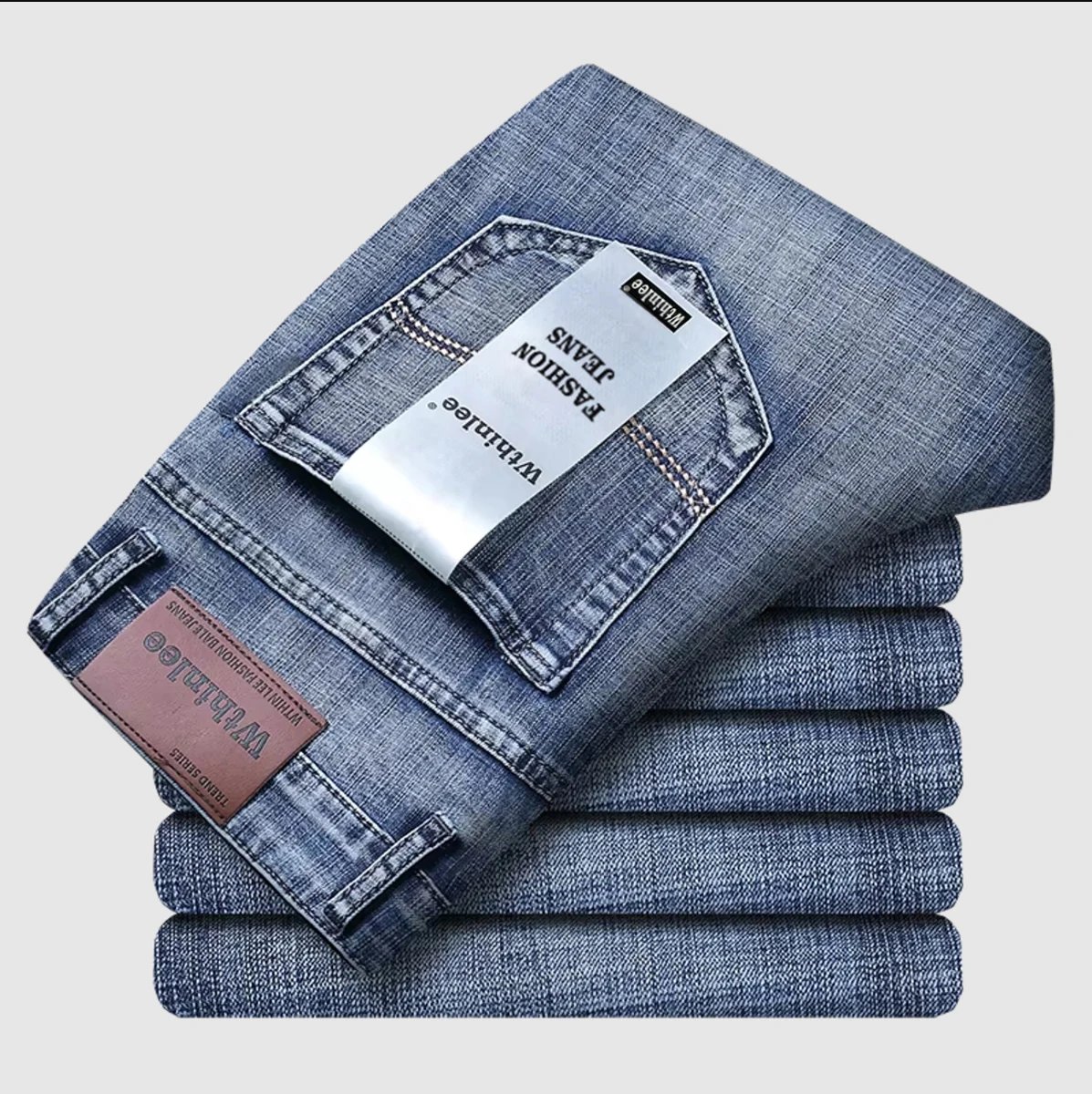 kf-S6e471c1f893e411db07aac77ef4e4ad0Y Wthinlee New Business Men's Jeans Casual Straight Stretch Fashion Classic Blue Black Work Denim Pant Trousers Male Clothing - Image 1