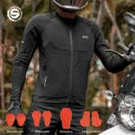 SFK Men's Motocross Armor Clothing Black Motorcycle Riding Jacket Summer Breathable With CE Body Protective Gears Accessoires