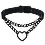 Fashion Simple Heart Metal Pendant PU Leather Necklaces Sexy Women Neck Harness Choker Collar Jewelry Accessories Gift Punk Goth
