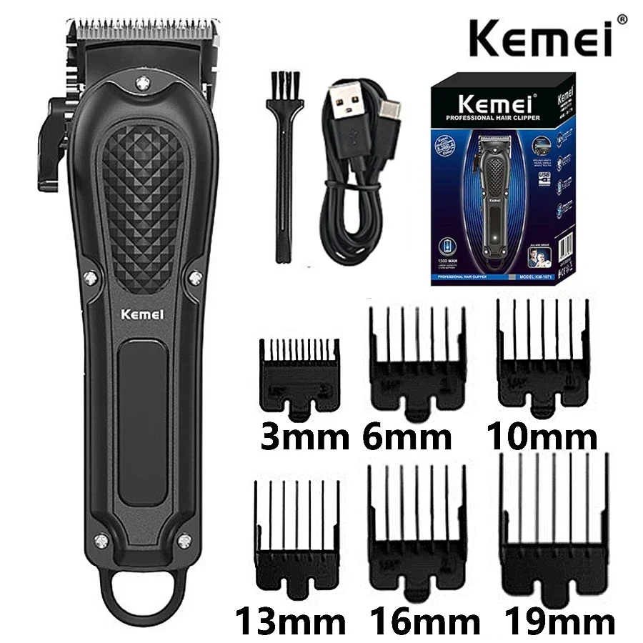 kf-S7cf4c0b3fb5640d48069512bacb3e4a1Z Kemei KM-1071 Electric Hair Clipper UBS Rechargeable Cordless Beard Trimmer Men Powerful Electric Hair Clipper Trimming Tool - Image 1